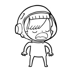 cartoon astronaut woman explaining