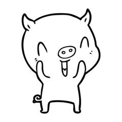 happy cartoon pig