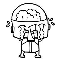 cartoon crying robot