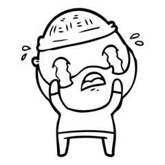 cartoon bearded man crying