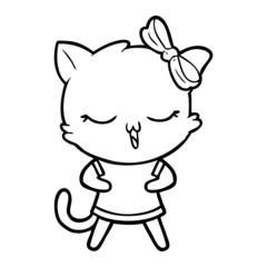 cartoon cat with bow on head