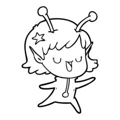 happy alien girl cartoon