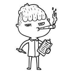 cartoon salesman smoking