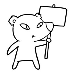 cute cartoon polar bear with protest sign