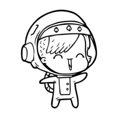 happy cartoon space girl
