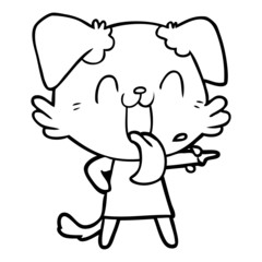 cartoon panting dog in dress