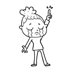 Fototapeta premium cartoon crying woman raising hand