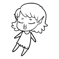 pretty cartoon elf girl flying