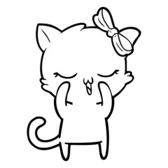 cartoon cat with bow on head