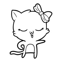 cartoon cat with bow on head