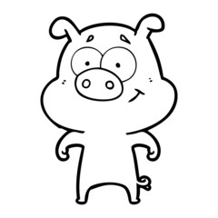 happy cartoon pig