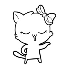 cartoon cat with bow on head