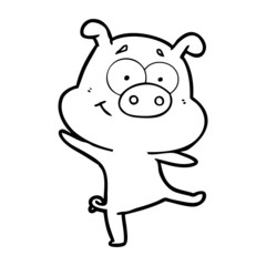 happy cartoon pig dancing