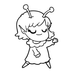 smiling alien girl cartoon