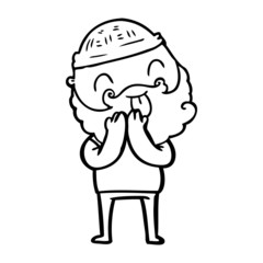 man with beard sticking out tongue