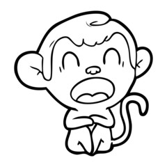 yawning cartoon monkey