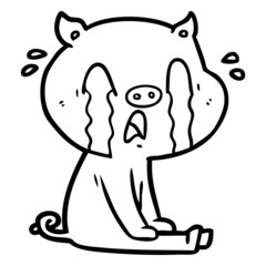 crying pig cartoon