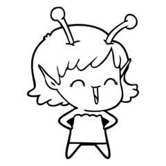 cartoon alien girl laughing