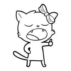 cartoon yawning cat