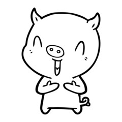 happy cartoon pig