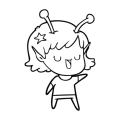 happy alien girl cartoon