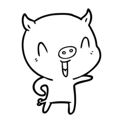 happy cartoon pig