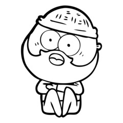 cartoon surprised bearded man