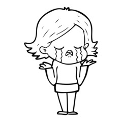 cartoon girl crying