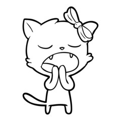 cartoon yawning cat
