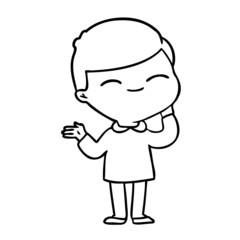 cartoon shy smiling boy