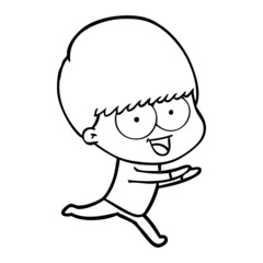 happy cartoon boy running