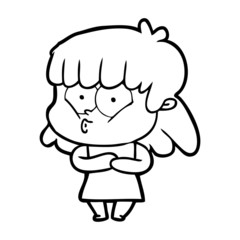 Obraz premium cartoon whistling girl