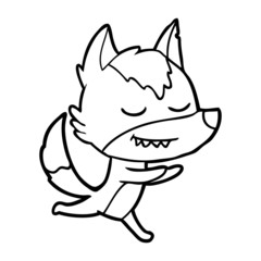 friendly cartoon wolf running