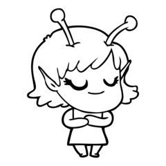 smiling alien girl cartoon