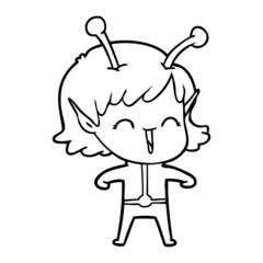 cartoon alien girl laughing