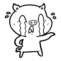 crying pig cartoon