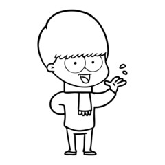 happy cartoon boy waving