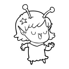 happy alien girl cartoon