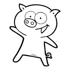 cheerful dancing pig cartoon
