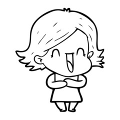 Obraz premium cartoon laughing woman