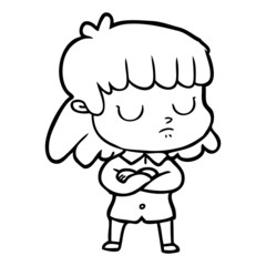 cartoon indifferent woman folding arms