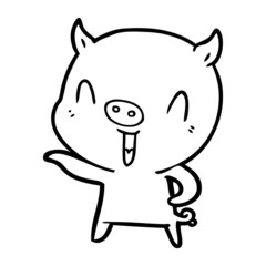 happy cartoon pig