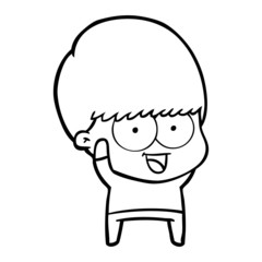 happy cartoon boy waving