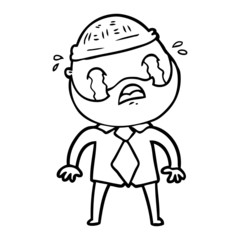 cartoon bearded man crying