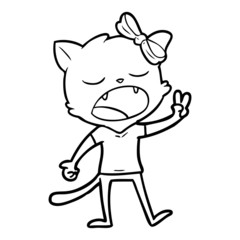 cartoon yawning cat