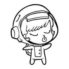 cartoon pretty astronaut girl