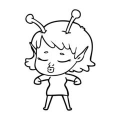 cute alien girl cartoon