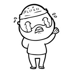 cartoon bearded man crying