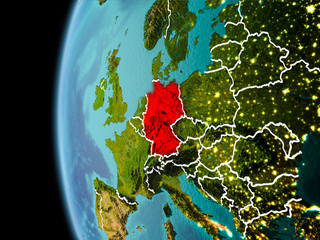 Germany from space in evening