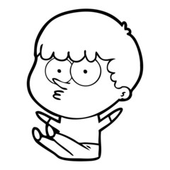 cartoon boy sat waiting